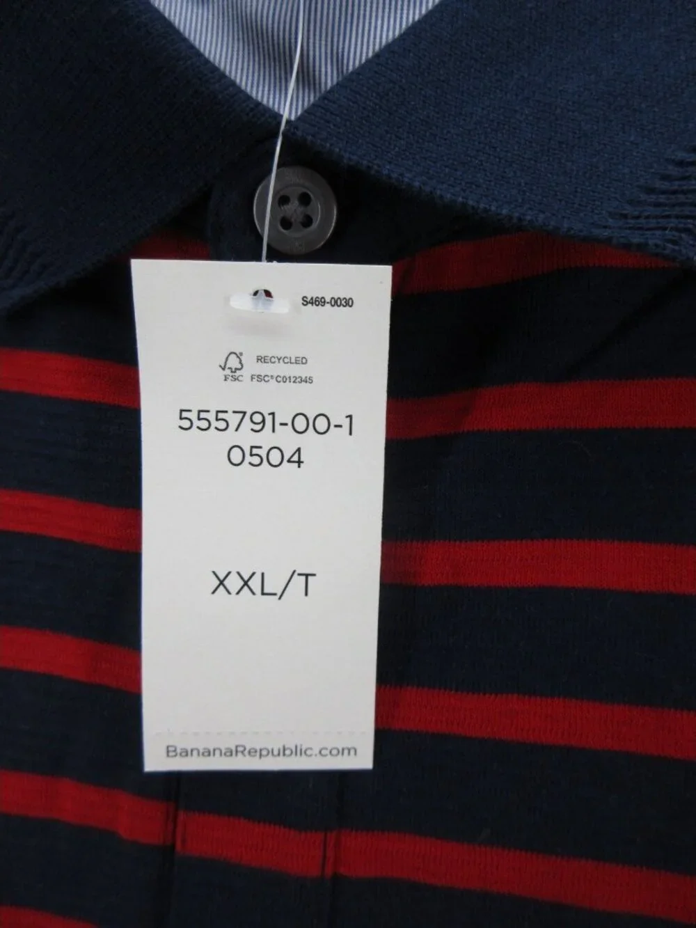Banana Republic Polo Shirt XXL Tall Red Pullover Striped Preppy NEW